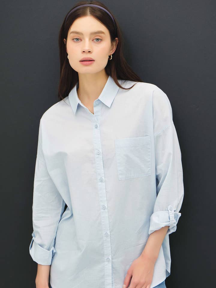 Be Cool - Wholesale Button Down Shirt - Women's - OVERSIZED BASIC COTTON SHIRT