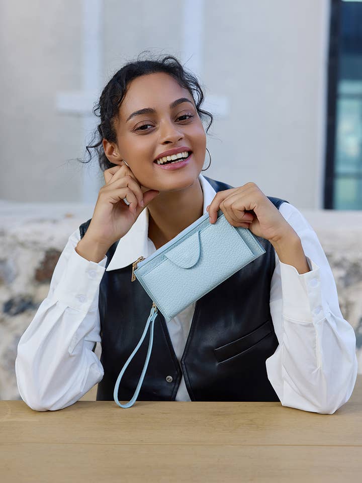 Jen & Co. Kyla RFID-Geldbörse aus veganem Leder mit Druckknopfverschluss für den Großhandel von Jen & Co.