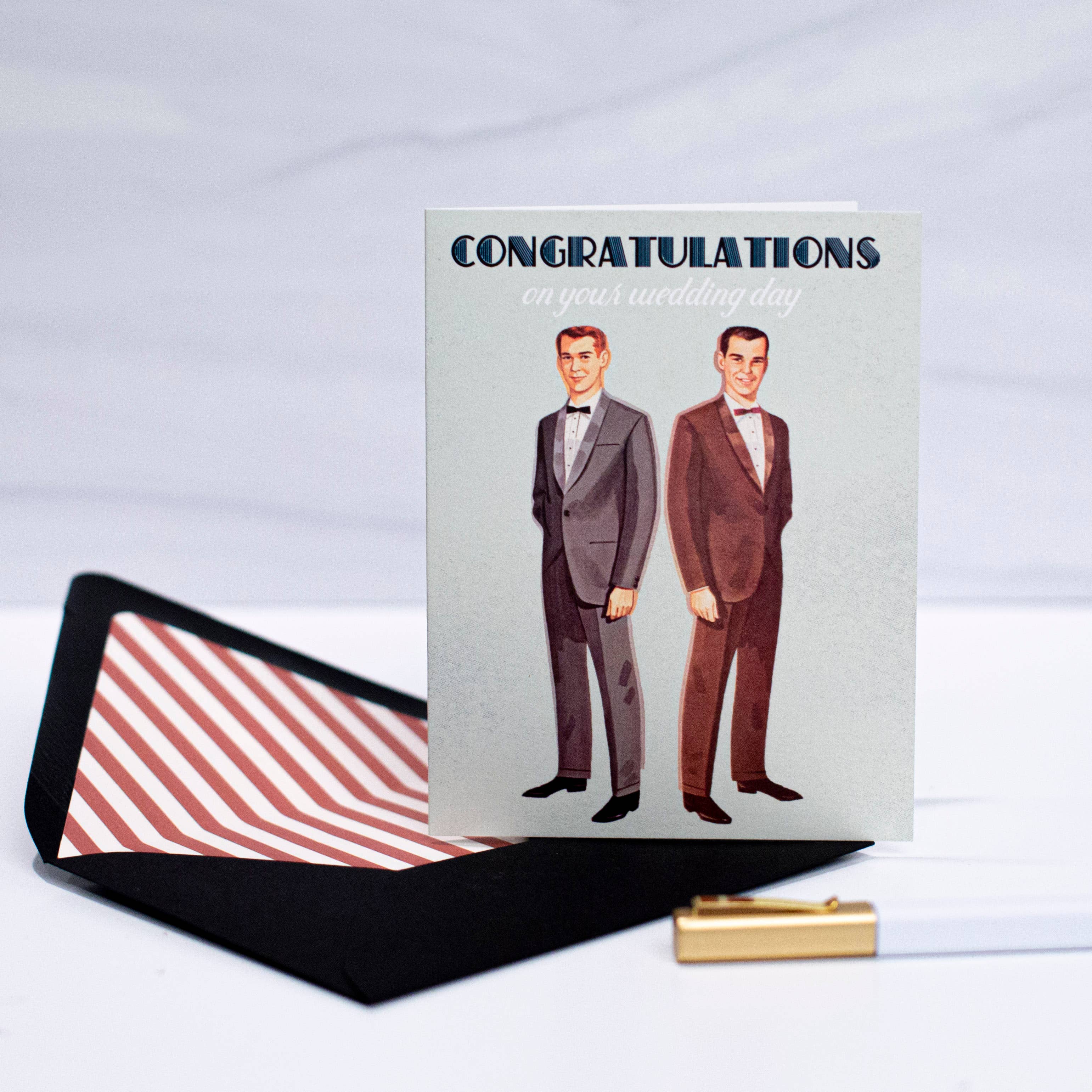 Mod Lounge Paper Company - Wholesale Wedding Card - Vintage Grooms Mr and Mr Wedding Card2
