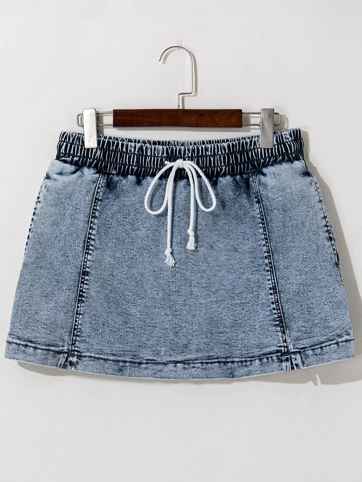 Lovesoft - Wholesale Shorts - Women's - High Waist Drawstring Pocketed Denim Shorts4