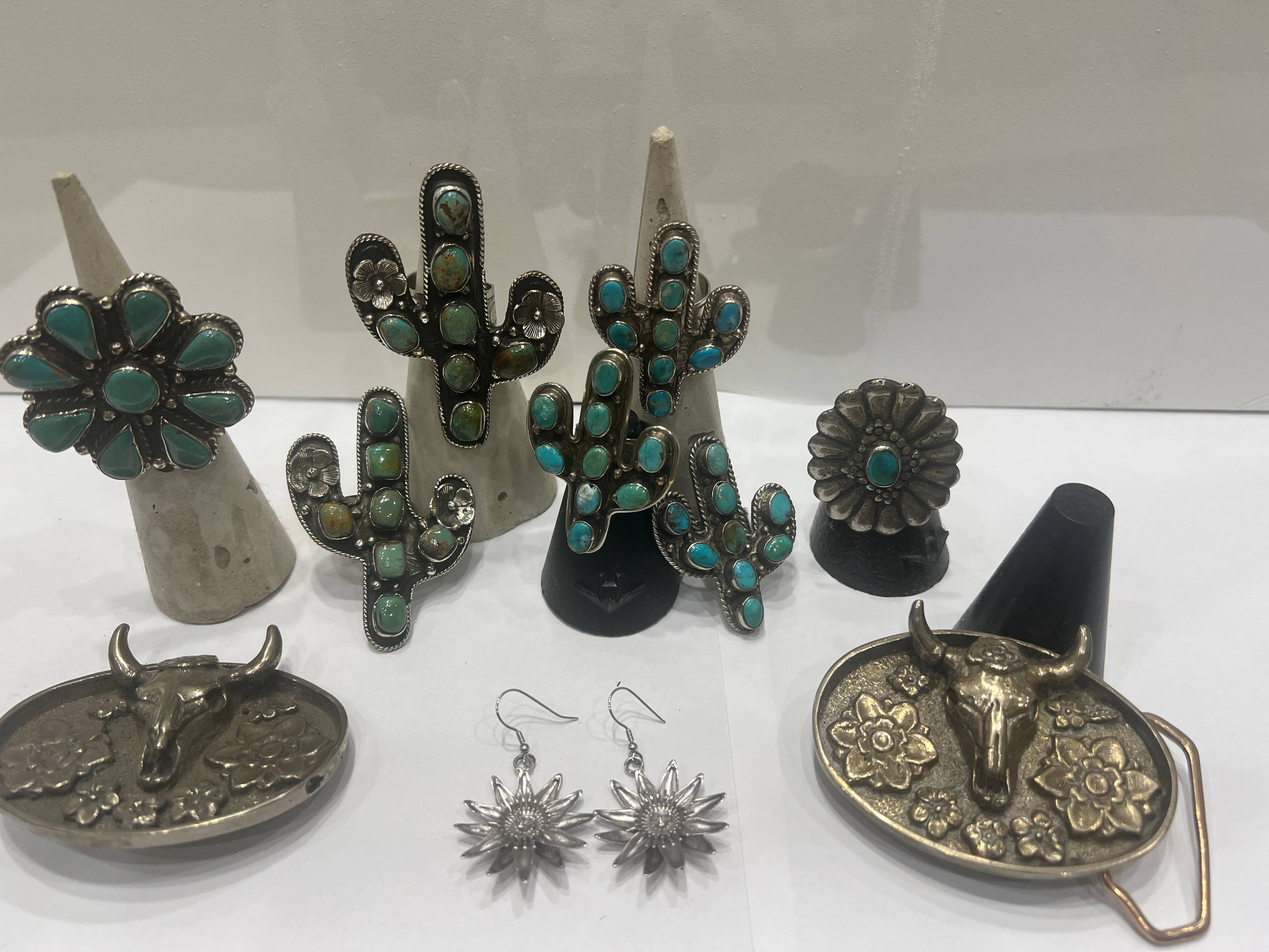 Hi Octane | SilverBotanica - Wholesale Cocktail/Statement Ring - Turquoise Flower Ring 3