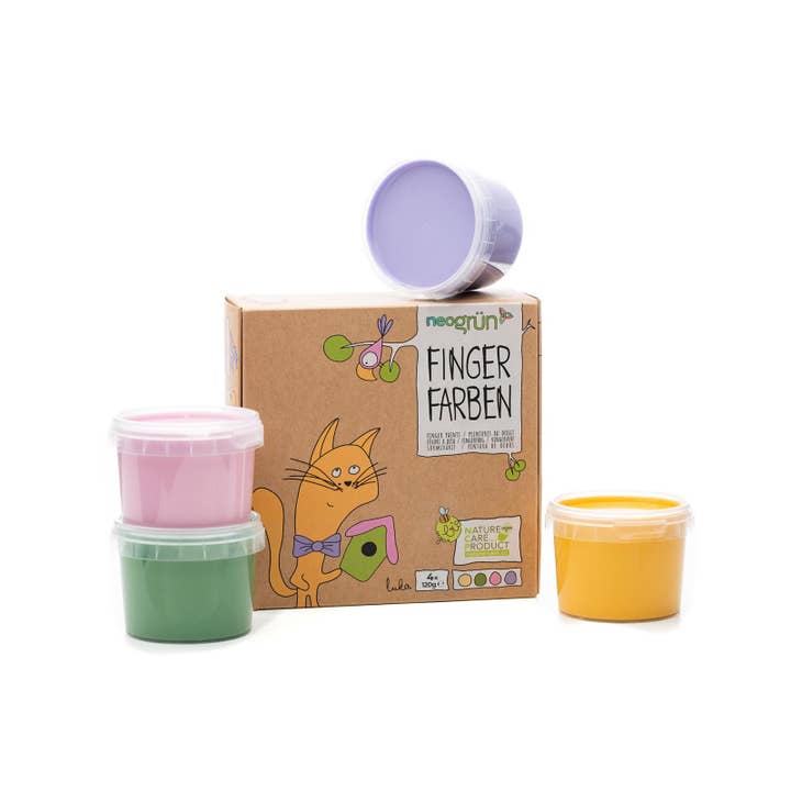 NEOGRÜN – wholesale Fingerfärg – Organiska veganska fingerfärger set med 4 ”Luka”