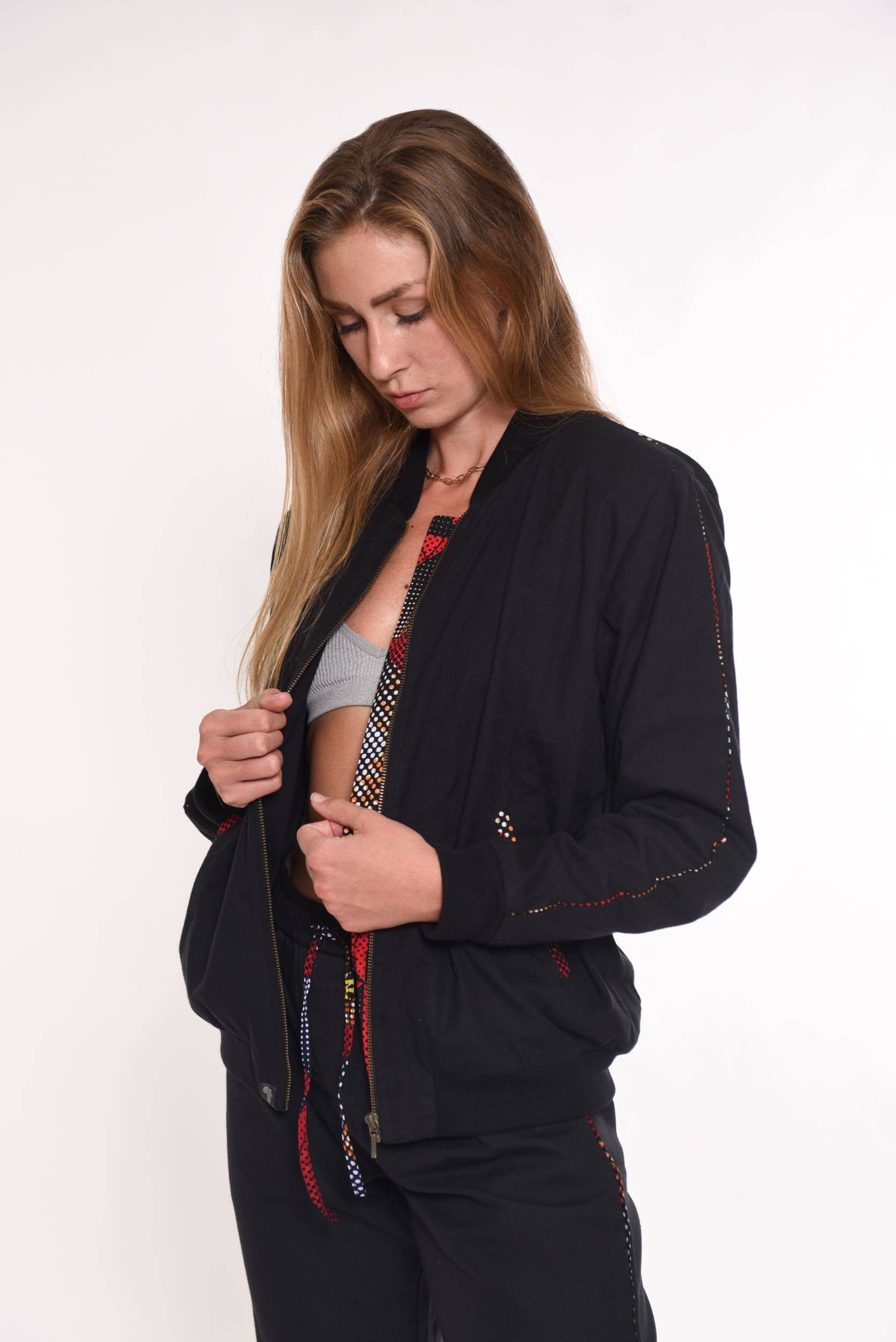 Africulture – wholesale Bomber jacket – Men's – Bomber Jacket Kitenge Black2