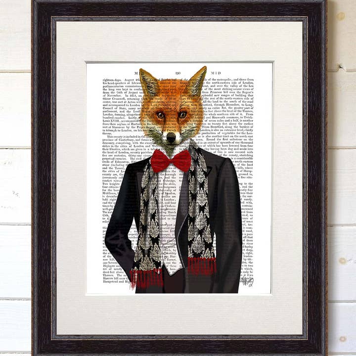 FabFunky Ltd – Engroshandel Kunsttryk – Ræv med Rød Butterfly Bog Print/Kunsttryk/Vægkunst4