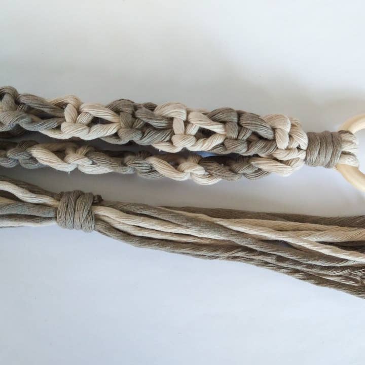 Two Colored Macrame Plant Hanger - Chestnut & Moon for wholesale by Hedge Crafts By Kristina