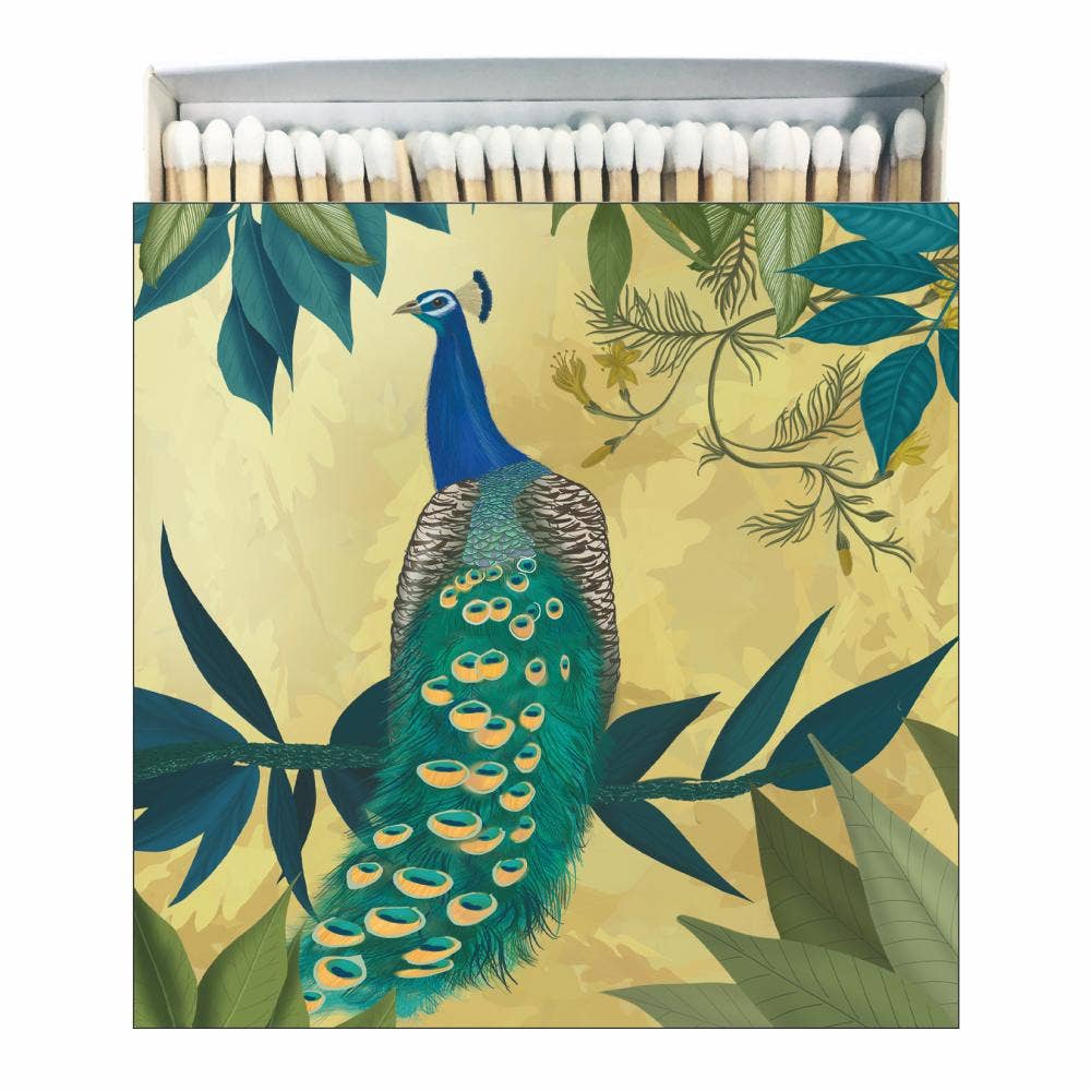 MATCHES IN SQUARE BOX-GILDED PEACOCK for wholesale by Paperproducts Design • Ambiente