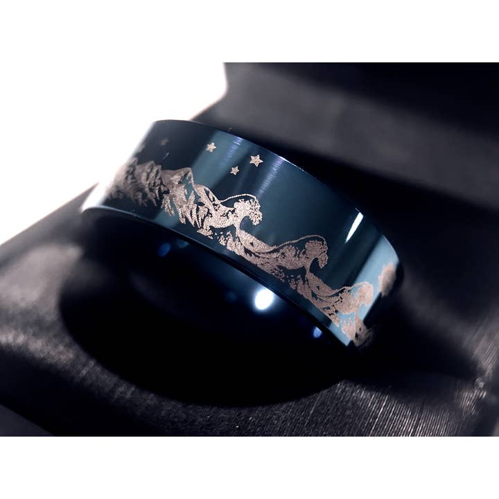 rings paradise - Wholesale Jewelry - Men's - Blue Ocean & Mountain Range Men's Wedding Engagement Ring