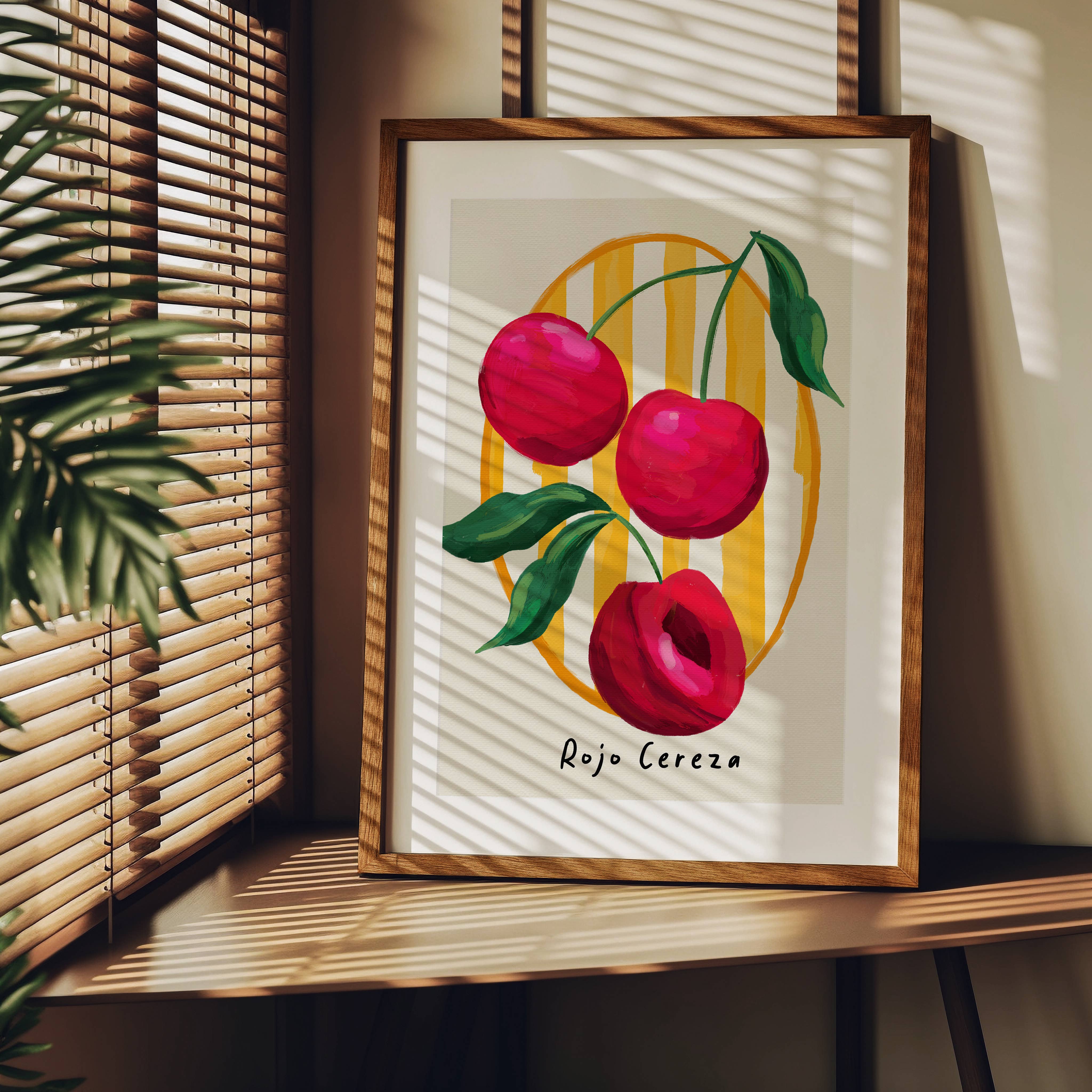 Elizabeth Rachael - Wholesale Art Print - Cherry Stripe Illustration. Kitchen art print3