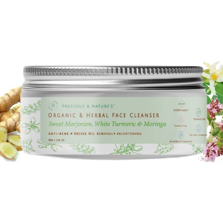 Organic Face Cleanser - Sweet Marjoram, Turmeric & Moringa for wholesale by Precious & Nature's