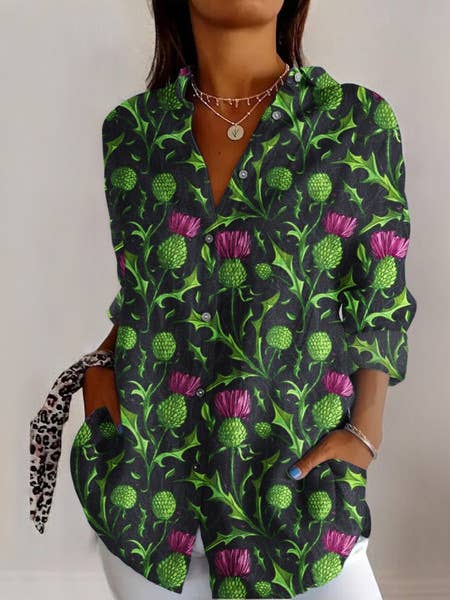 Rosa Clothing - Wholesale Shirt - Women's - Women Vintage Floral Print Long Sleeve Casual Boho Blouse18