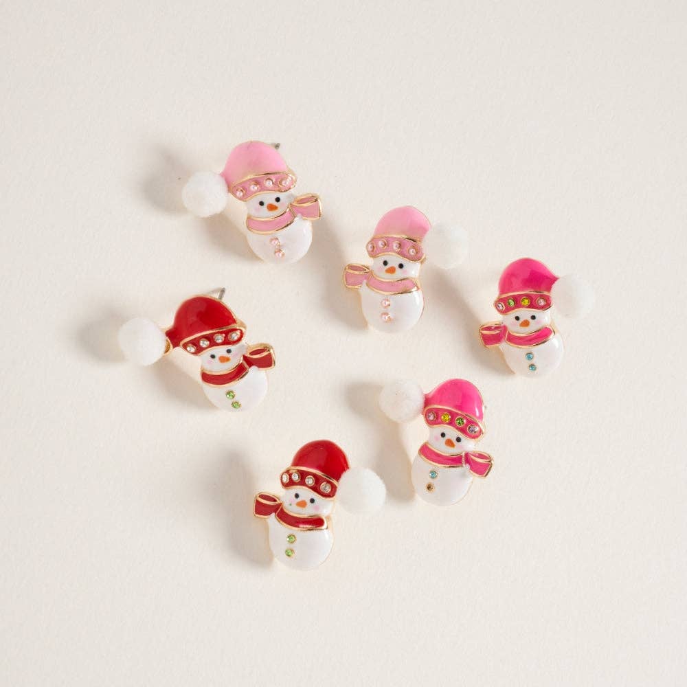 Designature New York – wholesale Solitärörhängen – Jul Snögubbe Pompom Strass Örhängen