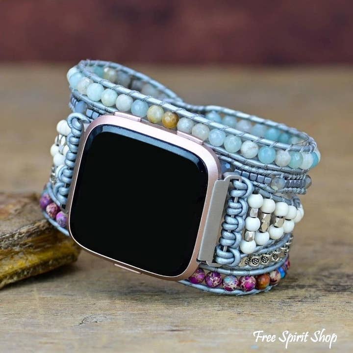 Free Spirit Shop – wholesale Klockarmband/-rem - Dam – Naturlig Jasper & Amazonite Fitbit klocka Band