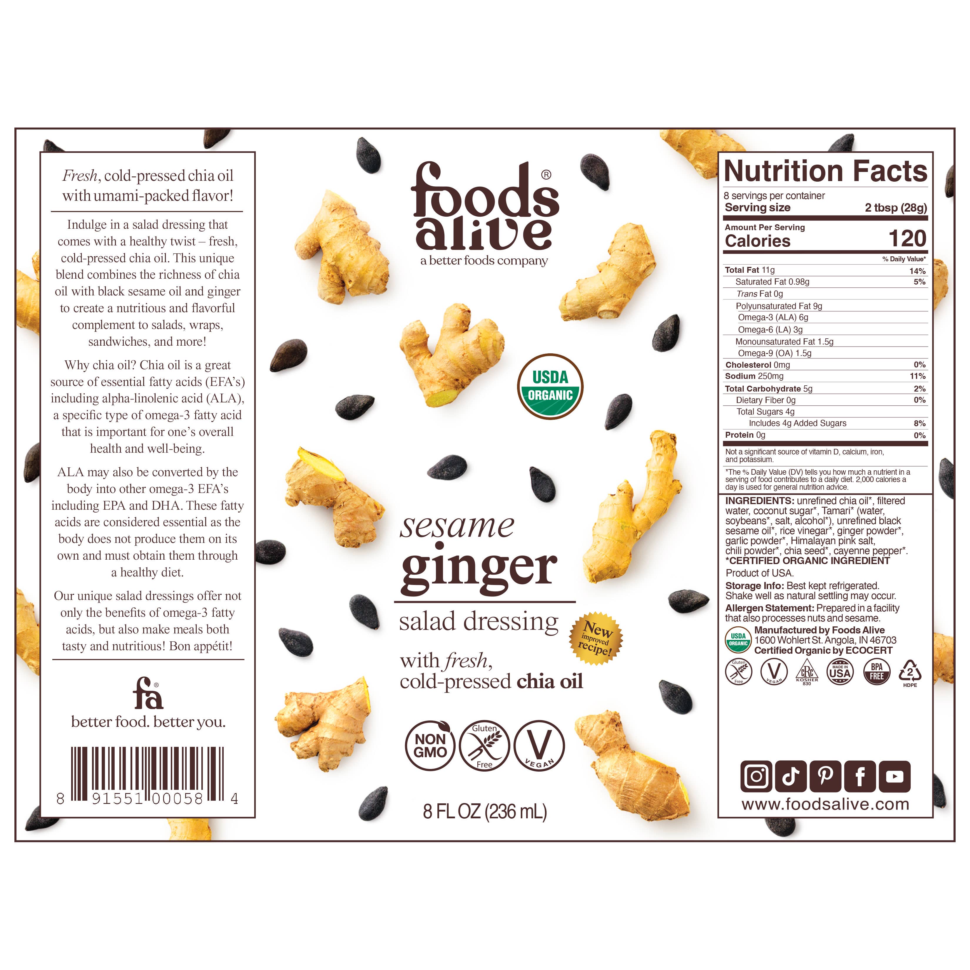 Foods Alive - Wholesale Salad Dressing - Sesame Ginger Salad Dressing - Organic4