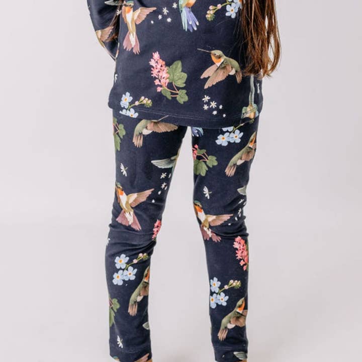 Leggings Beija-Flores em Torno de Flores por atacado de walkiddy