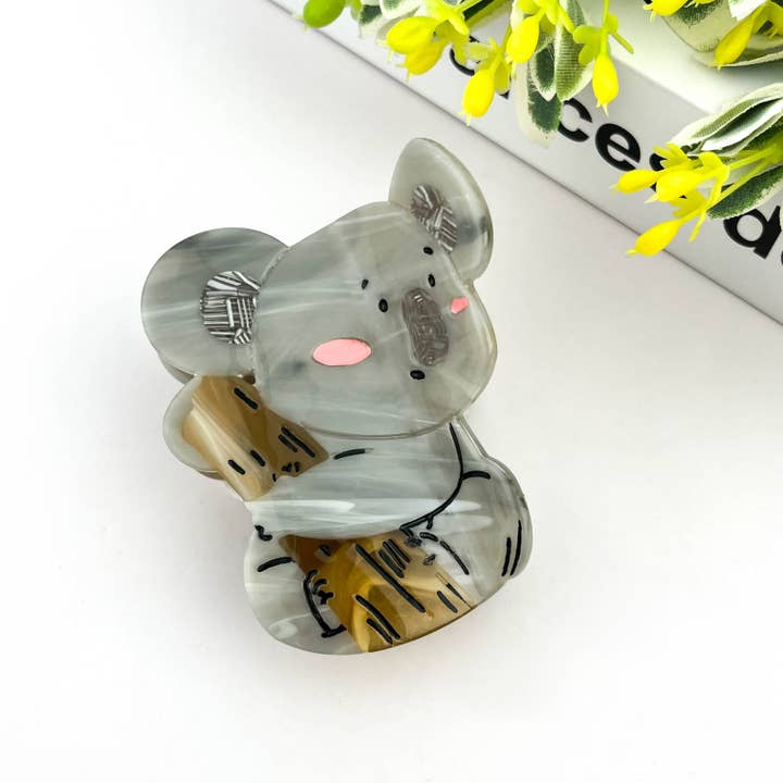 TheDivaSoap - Wholesale Hair Clip - Women's - Grey Koala Bear Claw Clip, Cute Animal Hair Clip1