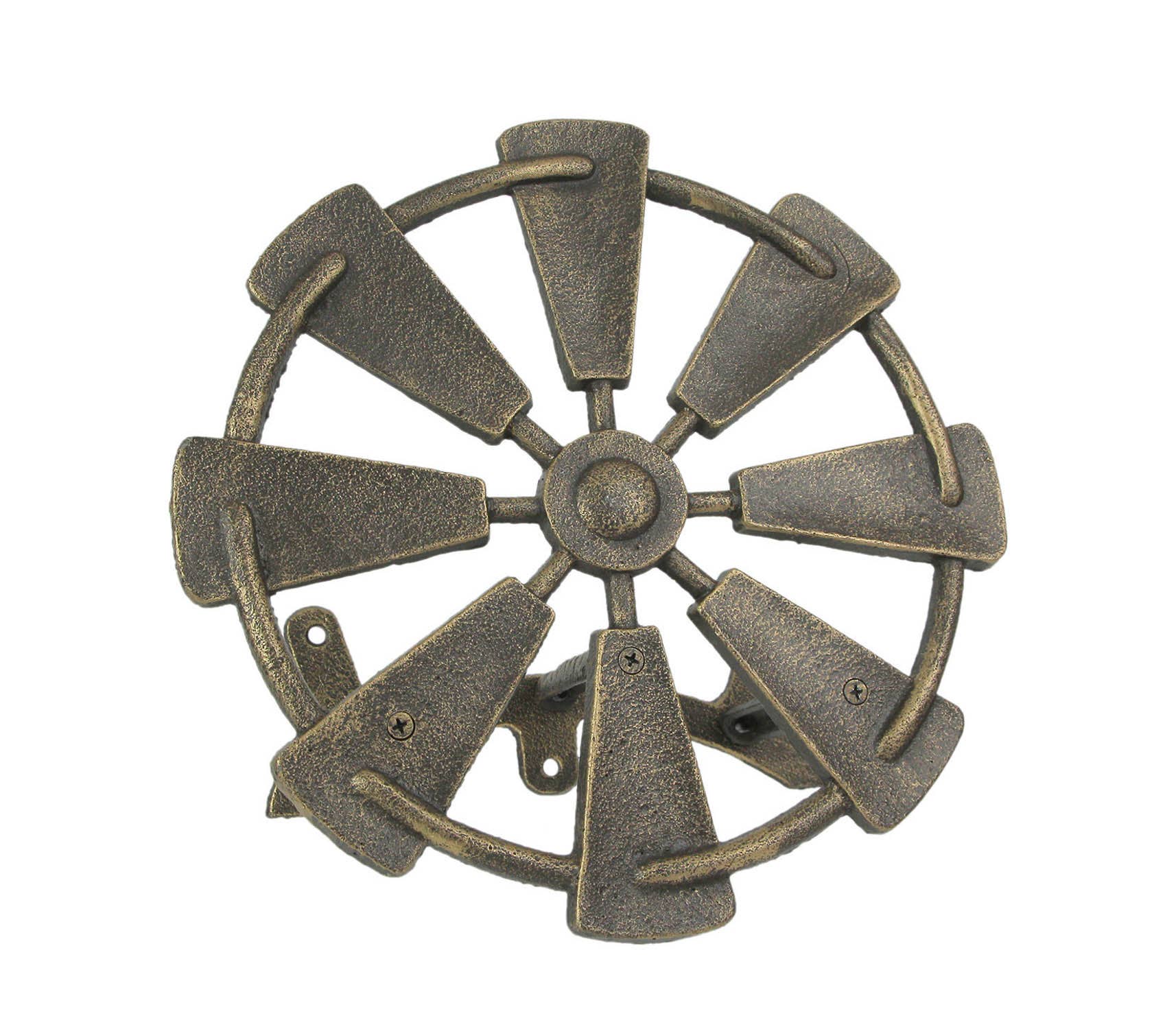 Zeckos - Wholesale Outdoor Ornament/Decor - Cast Iron Farmhouse Windmill Hanging Garden Hose Hanger