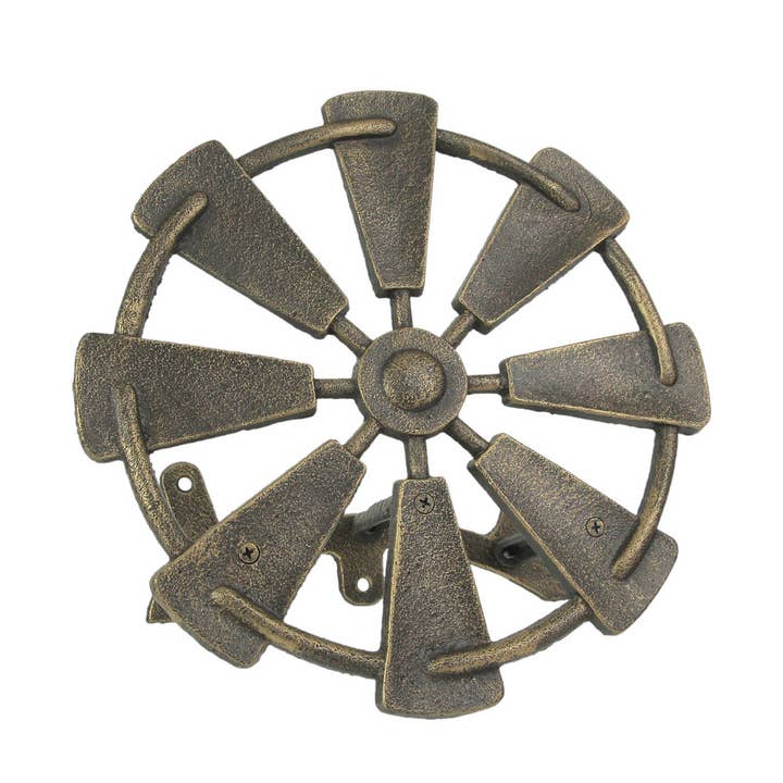 Zeckos - Wholesale Outdoor Ornament/Decor - Cast Iron Farmhouse Windmill Hanging Garden Hose Hanger0