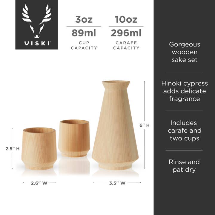Viski - Wholesale Cocktail/Liquor Glass - Hinoki Cypress Sake Set6