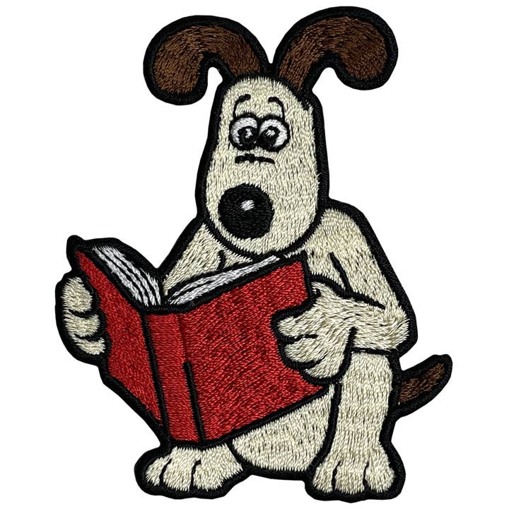 Gromit Reading Sew On Patch for wholesale by Pawprint Family