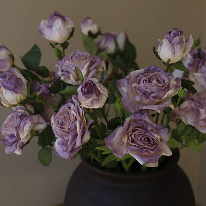 Sweet Home Deco - Wholesale Artificial Flowers - 21''T Faux Dried Look Silk Rose Flower Stem, Artificial Rose