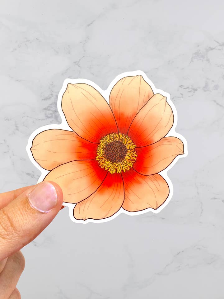 Autocollant Dahlia, vinyle imperméable pour la vente par Karen B Creations