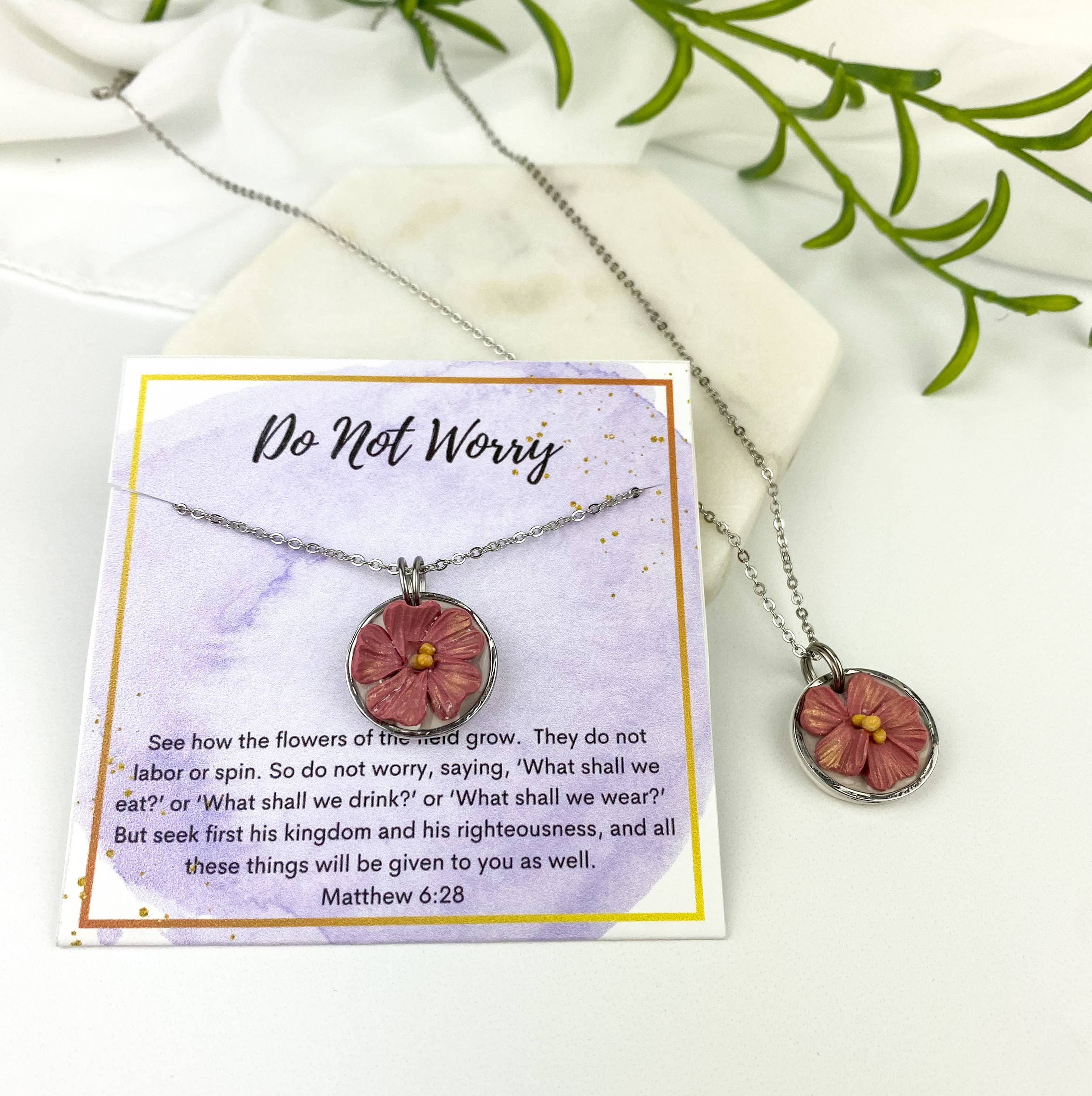 Light Shine - Wholesale Pendant/Charm Necklace - Faith Necklace | Clay Flower Scripture | Christian Uplift2