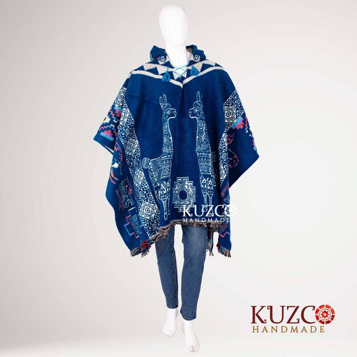 KuzcoHandmade - Wholesale Poncho - Men's - Alpaca Wool Poncho for Men with Native American Patterns