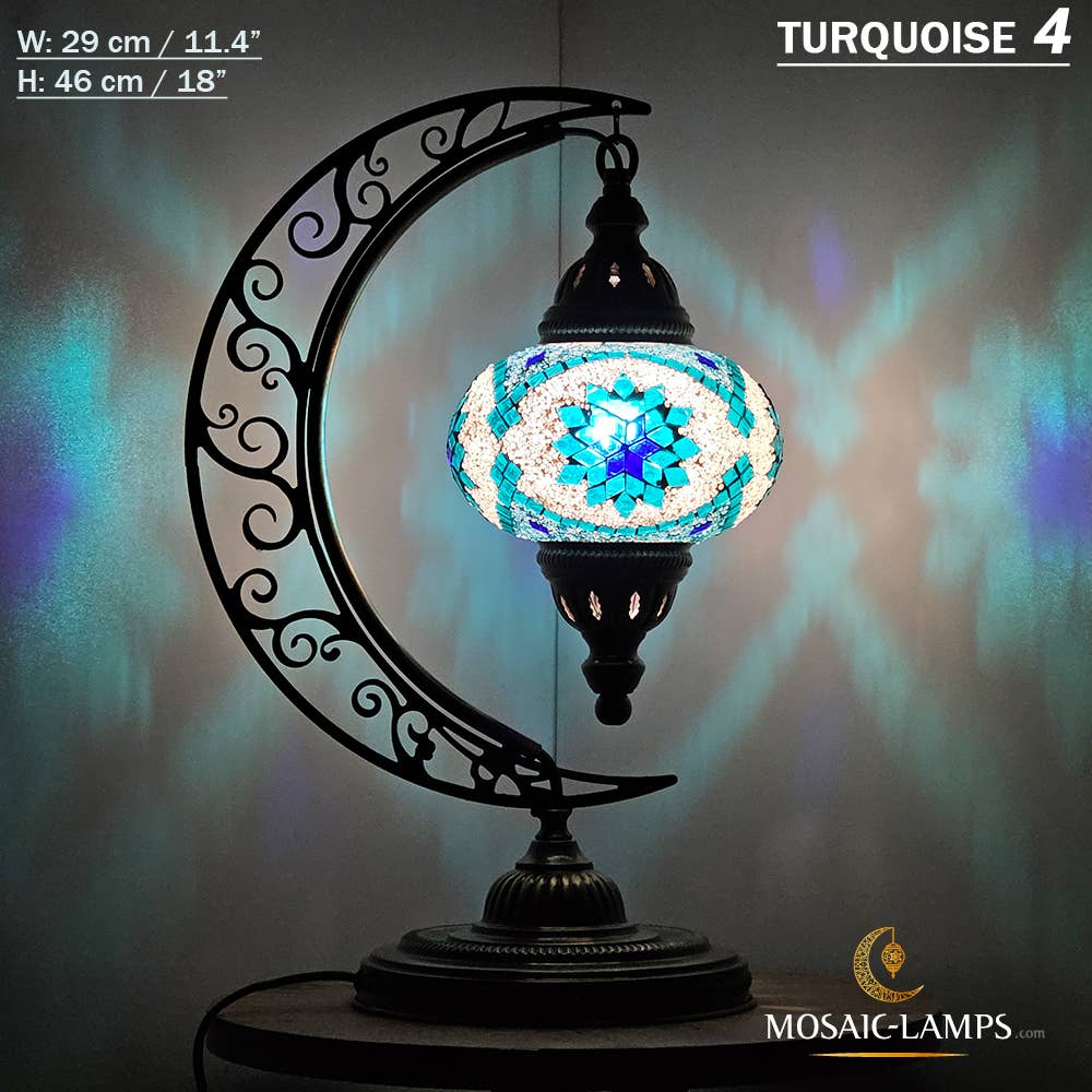 Mosaic Lamps - Wholesale Accent/Desk Lamp - 10+ Colors - Moroccan Moon Table Lamp, Arc, Murano Crescent75