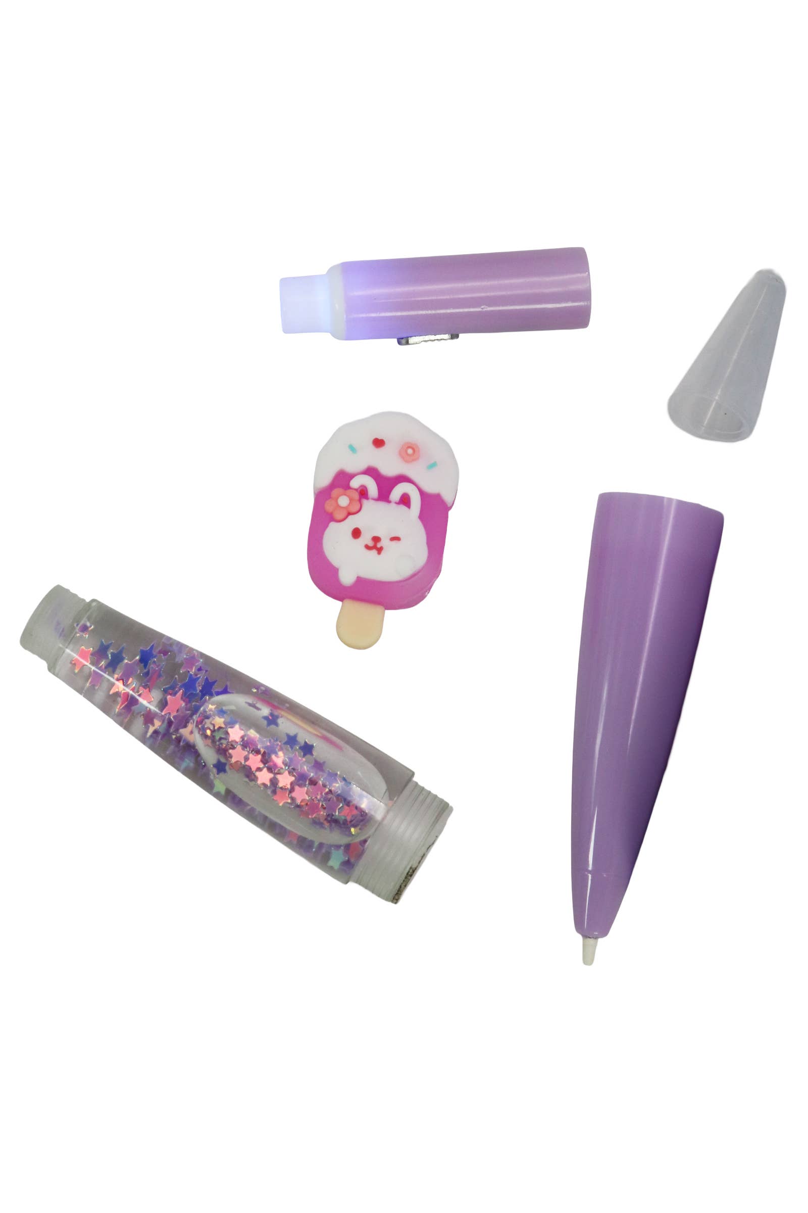 Cap Zone - Wholesale Pen - Bunny Popsicle LED Light-Up Glitter Liquid Pen - 36 pcs5