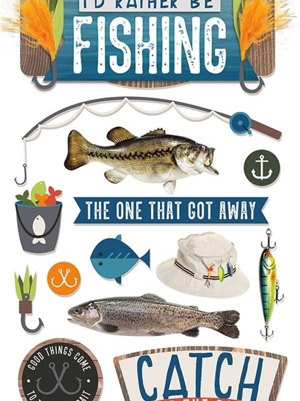 I'd Rather be Fishing Dimensional Sticker for wholesale by Paper House Productions