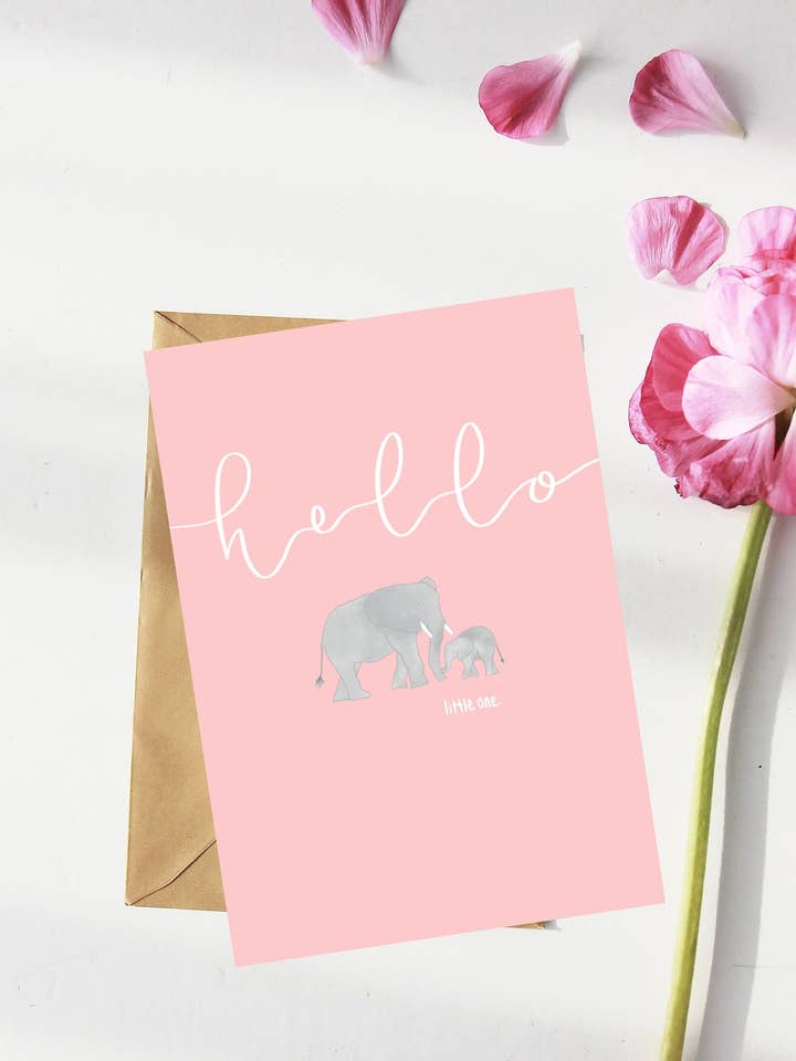 Hello Little One New Baby Card for wholesale by Liv & Draw