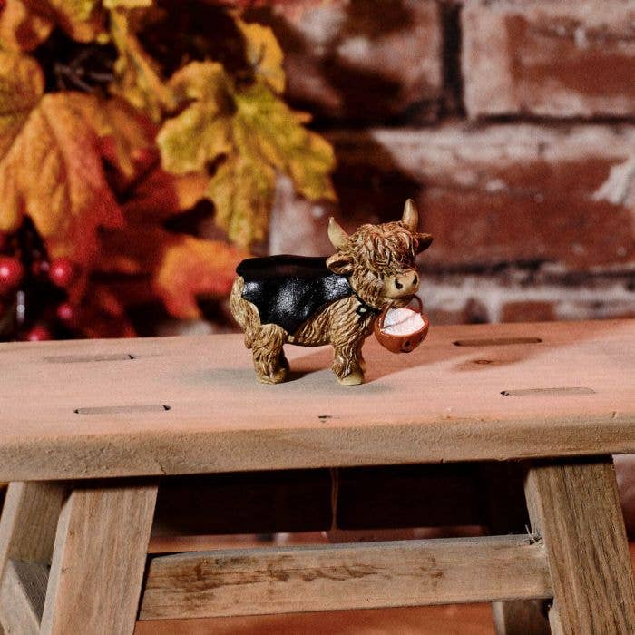 Langs - Wholesale Ornament - Spooktacular Resin Highland Cow Ornament With Pumpkin0