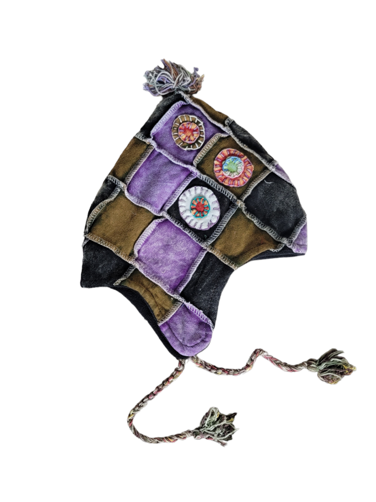 Evergreen Guardian Imports – wholesale Beanie – Women's – H150c Cotton Fleece Lined Patchwork Hat with Dark Dots3