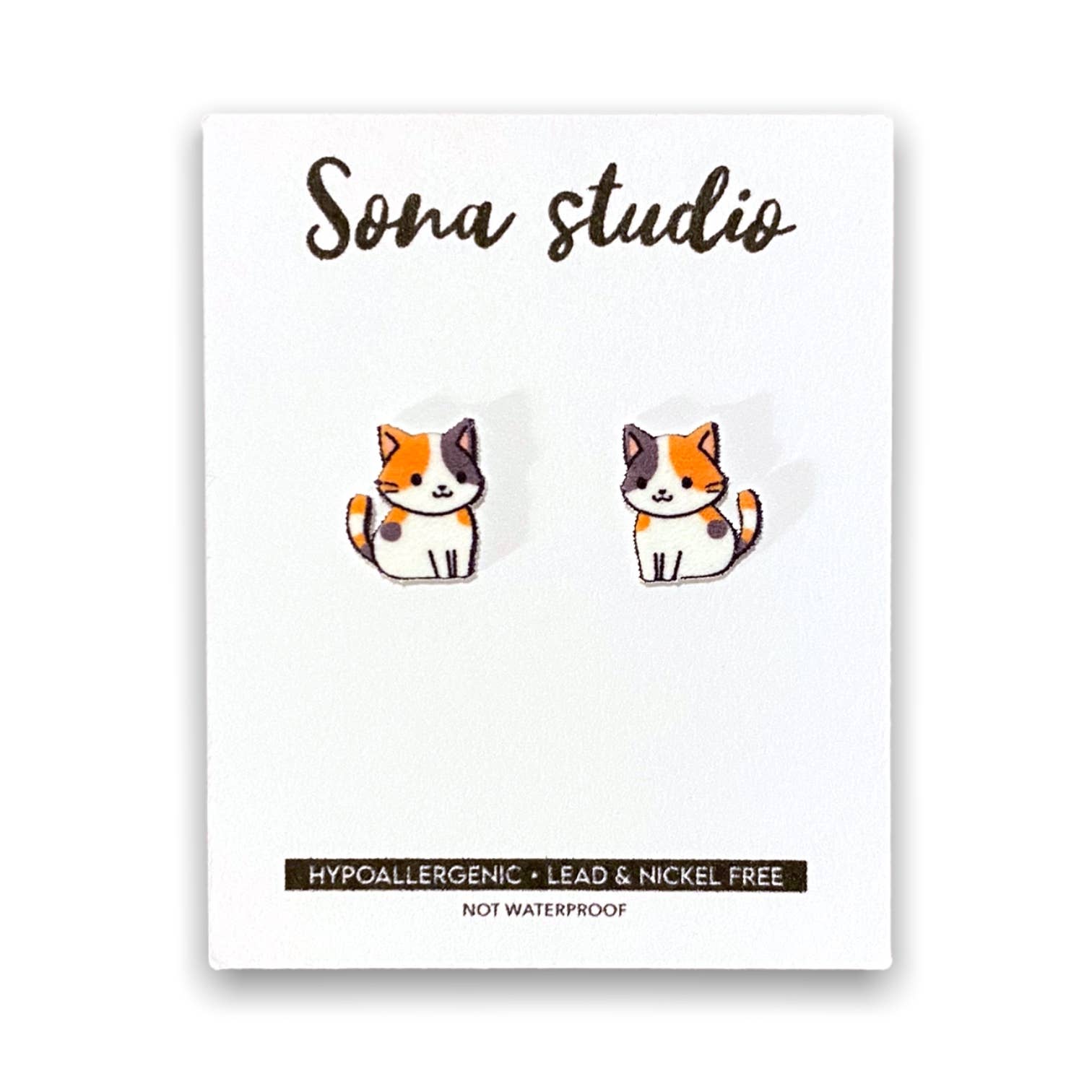 Sona Studio - Wholesale Stud/Post Earrings - Calico Cat Earrings1