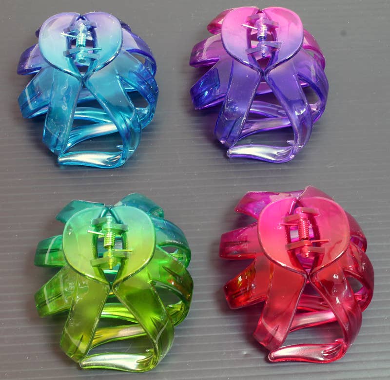 Western Counties Wholesale – wholesale Hair clip – Women’s – 8cm Translucent Bright Multi 2 Tone Octopus Hair Clamp1