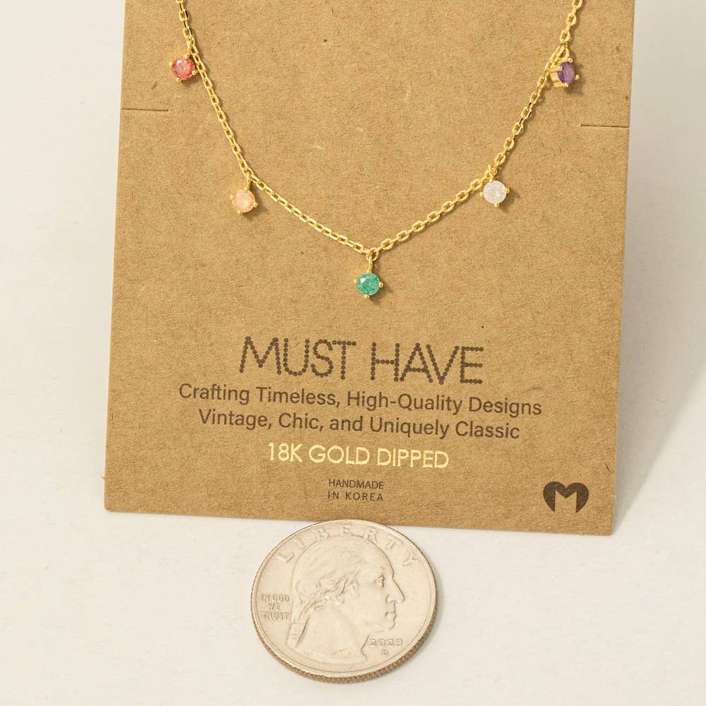 Fame Accessories - Wholesale Pendant/Charm Necklace - Crystal Stud Drop Necklace2