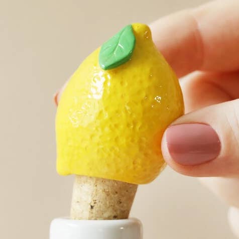 Lemon Cork Bottle Stopper for wholesale by Lisa Angel
