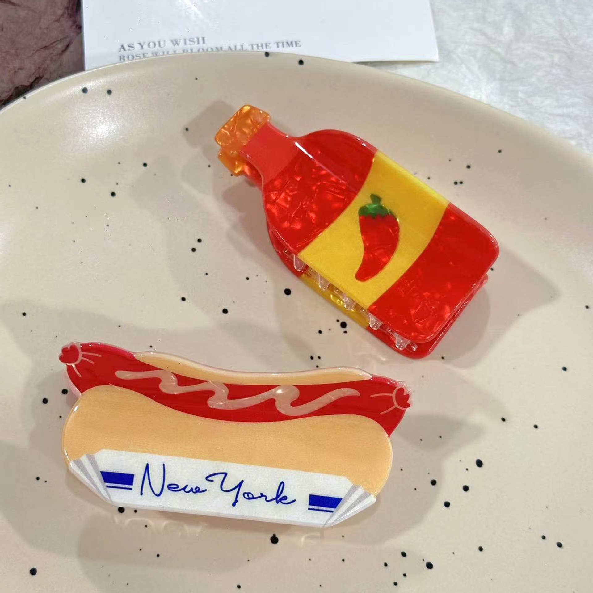 SoapElenGlen - Wholesale Hair Clip - Women's - Chili Sauce Hair Claw, Realistic Food Hot Dog Hair Clip8