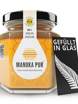 Manuka Honung glasfylld MGO 514+ 250g ”MANUKA PUR” för wholesale av TASTE FOR YOU