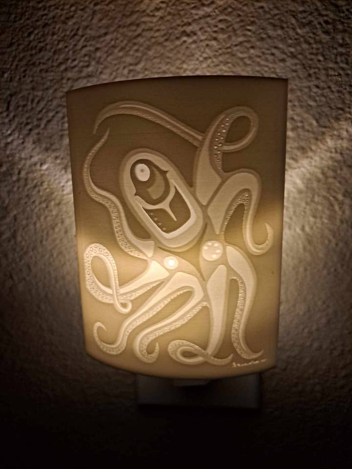 Moon Night Octopus Night Light 3D Printed for wholesale by 10 Buffalos Art