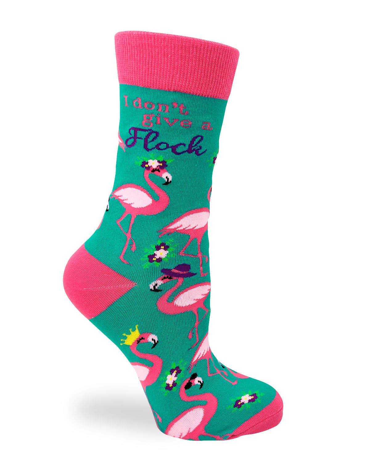Fabdaz - Vente Chaussettes – femme - Chaussettes pour femmes « I Don't Give a Flock » avec flamants roses1