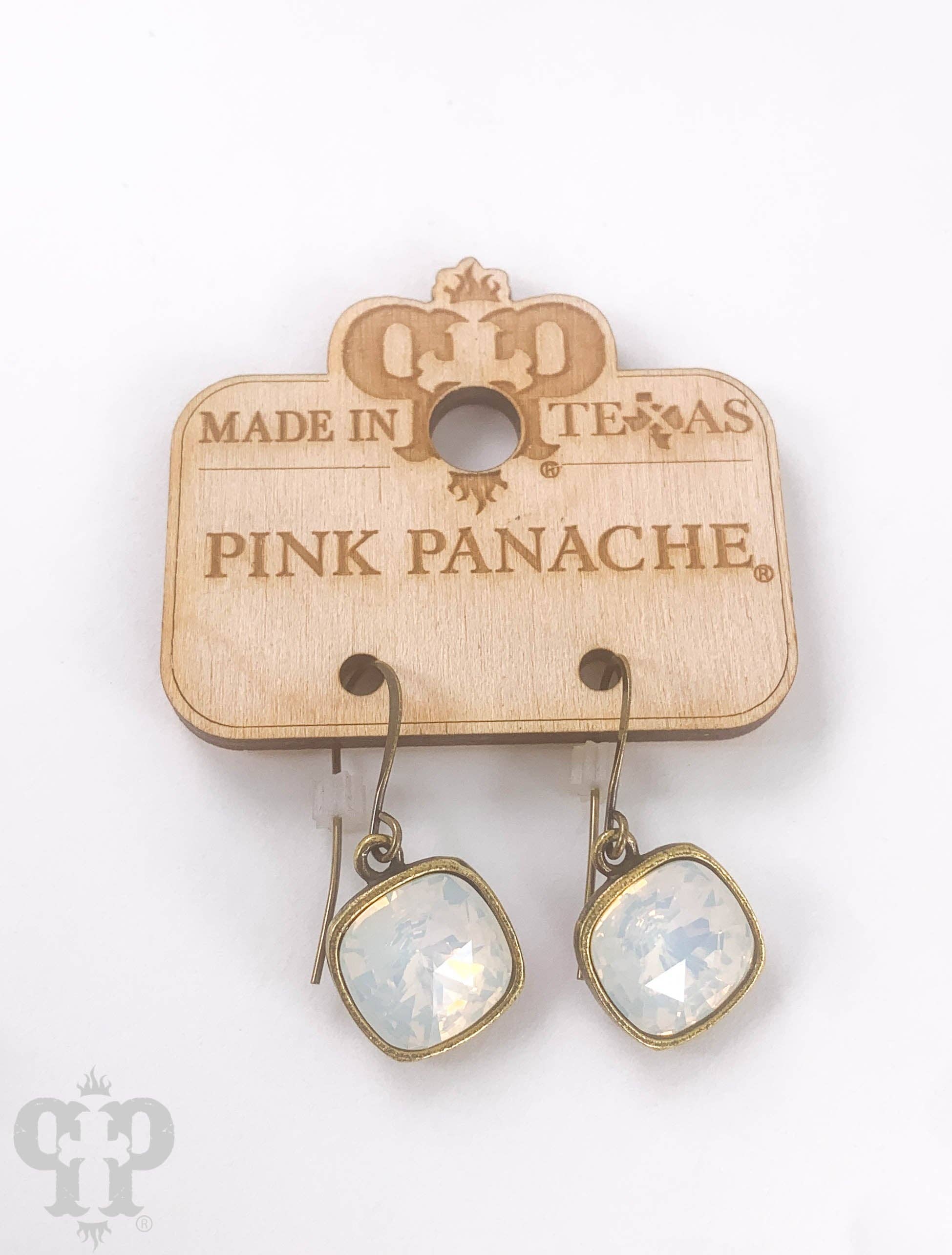 Pink Panache Brands - Wholesale Dangle Earrings - Austrian square crystal hook earring, 12mm8