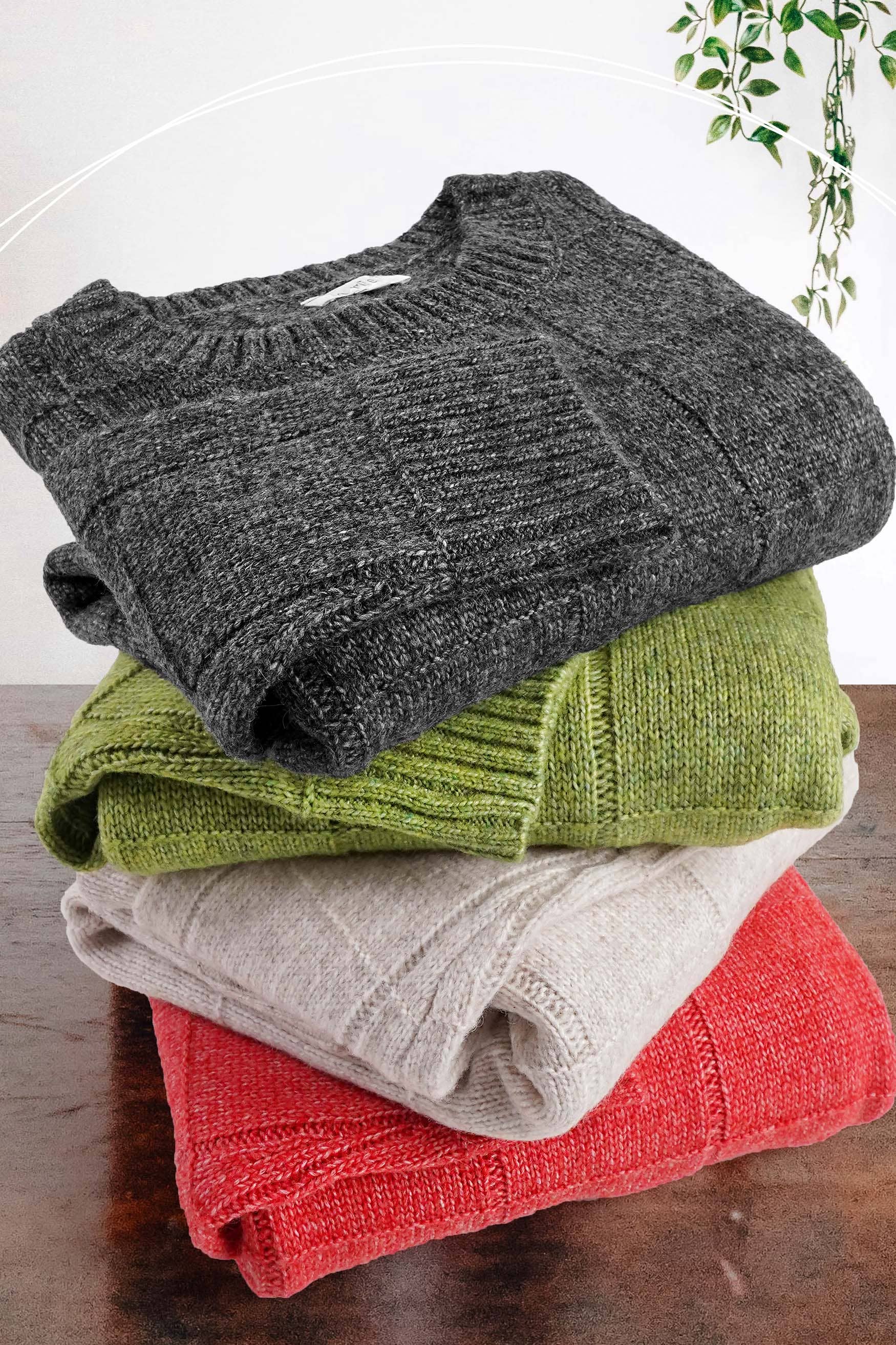 La Miel – Engroshandel Pullover - Dame – La Miel løs sweater med tofarvet vindueskarmmønster7