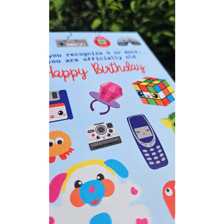 Studio Inktvis - Vente Cartes d'anniversaire - Carte d'anniversaire rétro drôle des années 80 et 905