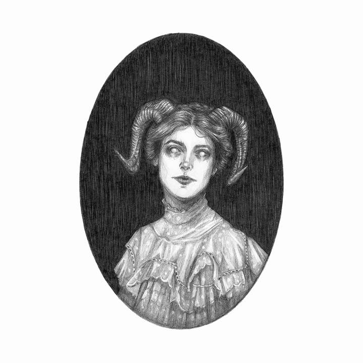 Caitlin McCarthy Art - Wholesale Art Print - Jezebeth Fine Art Print - Gothic Demon Occult Illustration