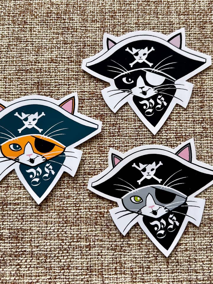 Piratenkatjes Stickerset voor wholesale door Cathy Peng Art & Design