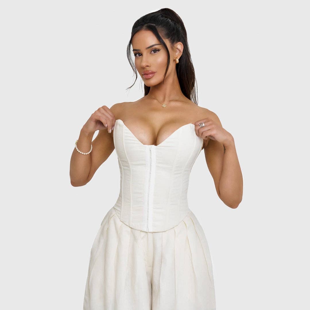 White Elegant Corset Tank Flattering Fit Global Style for wholesale on Faire0
