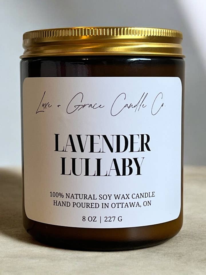 Lavender Lullaby - Calm - Lavender & Vanilla - Soy Wax Candle for wholesale by Luxe + Grace Candle Co.