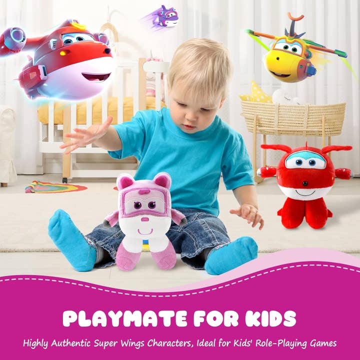 Alpha Toys - Wholesale Stuffed/Plush Toy - Kids & Baby - Super Wings Plush Toys 7" Jett plush and 7" Dizzy plush7