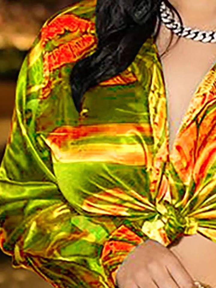 Flarix - Wholesale Top & Short Set (NOT Loungewear) - Women's - print tied detail long sleeve top shorts set4